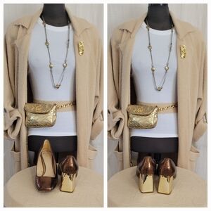 Bronze Block Heel Pumps / 39